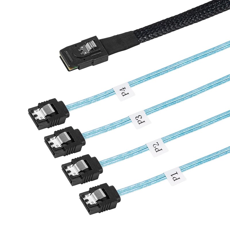 Twozoh كابل داخلي Mini SAS إلى SATA بطول 3.3 قدم، Mini SAS 36Pin SFF-8087 ذكر إلى 4 SATA 7Pin أنثى كابل تفريغ للأمام (1م) - Image 5